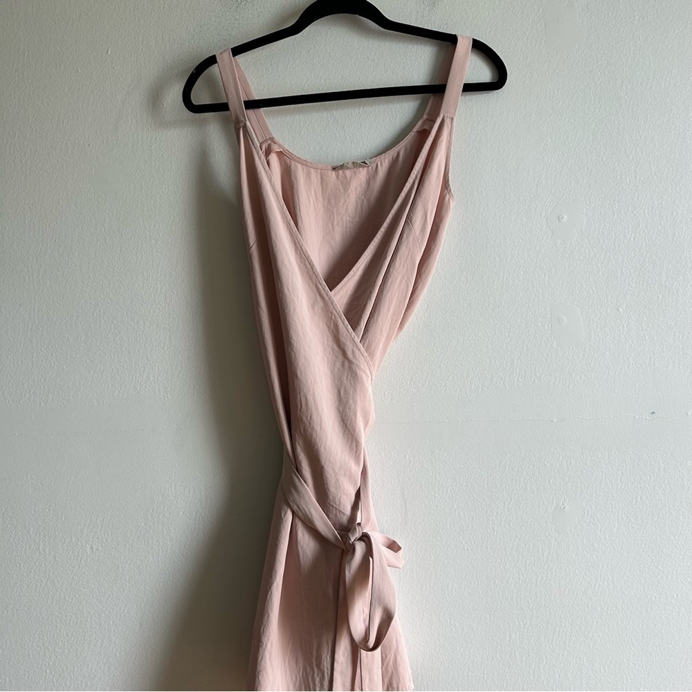 Everlane Sz 2 Japanese Go Weave Dusty Pink Romantic Feminine Wrap Dress - Picture 2 of 10